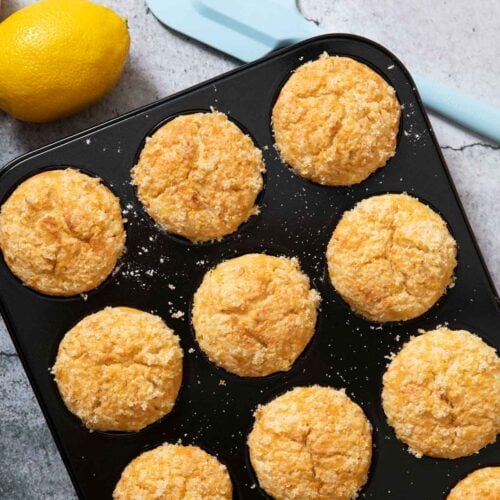 Latest feature image for lemon muffins with yogurt, fresh from the oven.