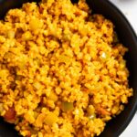 A closer shot of bulgur wheat pilaf, highlighting its texture.