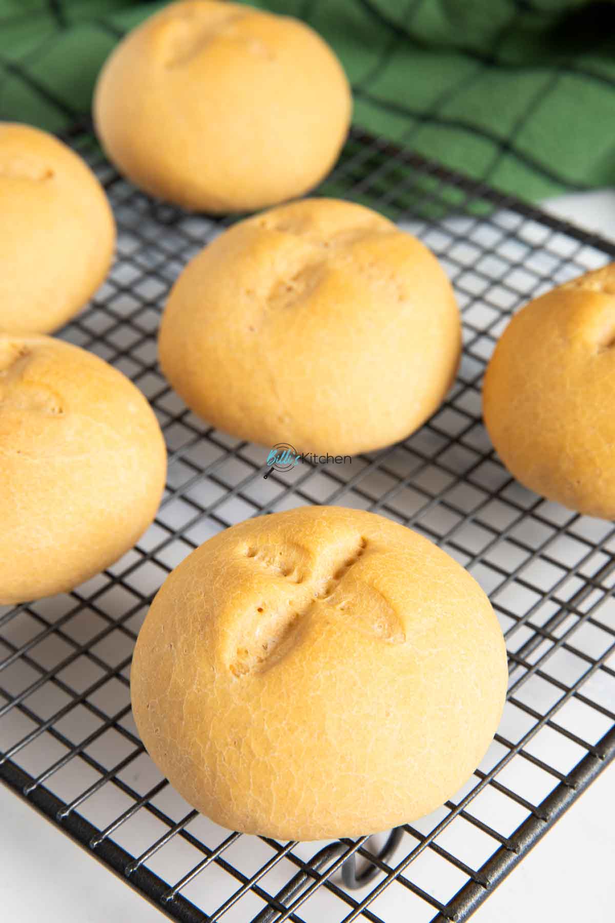 Homemade buns with yogurt, cooling before serving.